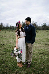 Country Style Lace Flowy Two Piece Wedding Dress, Bridal Separates,20082234-Dolly Gown