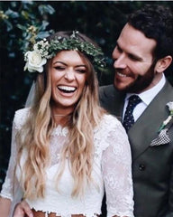 Country Style Long Sleeve Lace 2 Piece Wedding Dress,Crop Top Bridal Separates,20082209-Dolly Gown