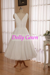 Romantic Simple 1950's Short Chiffon Vintage Wedding Dress Short Pin Up Wedding Gown,DO006-Dolly Gown