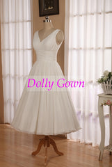 Romantic Simple 1950's Short Chiffon Vintage Wedding Dress Short Pin Up Wedding Gown,DO006-Dolly Gown