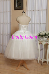 Retro Tulle Strapless Vintage 50s Style Rockabilly Wedding Dress Tea Length,DO008-Dolly Gown