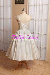 Vintage Short 50s Style Wedding Dresses Short with Spaghetti Strapes,Robe De Mariee Courte Pas Cher,20081101