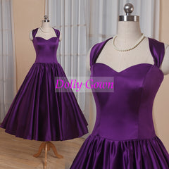 Vintage Bridesmaid Dresses Purple Country Bridesmaid Dresses Tea Length 50s Style Bridesmaid Dresses