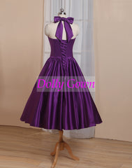 Vintage Bridesmaid Dresses Purple Country Bridesmaid Dresses Tea Length 50s Style Bridesmaid Dresses