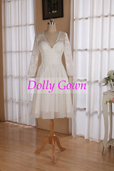 Summer Boho Beautiful Short Wedding Dresses with Long Sleeves,20072801