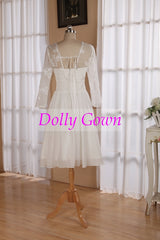 Summer Boho Beautiful Short Wedding Dresses with Long Sleeves,20072801
