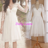 Summer Boho Beautiful Short Wedding Dresses with Long Sleeves,20072801