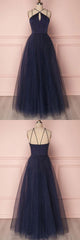 Dark Navy Tulle Simple Senior Prom Dress,Long Party Formal Gown,GDC1132-Dolly Gown