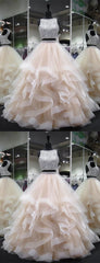 Dazzling Crop Top Princess Ruffles Skirt Two Piece Prom Gown,Prom Dress Long Ball Gown,GDC1336-Dolly Gown