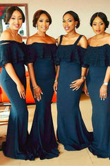 Deep Sea Mermaid Off Shoulder Bridesmaid Dresses,Wedding Part Dresses,GDC1231-Dolly Gown