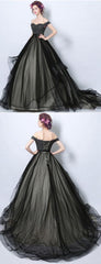 Delicate Black Tulle Off Shoulders Princess Ball Gown Wedding Dress,GDC1218-Dolly Gown
