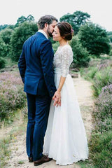 Discount Country Vintage Lace Wedding Dress with Long Lace Sleeves.GDC1139-Dolly Gown