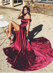 Discount Red Sexy Off Shoulders Side Slit Prom Dress,GDC1123-Dolly Gown