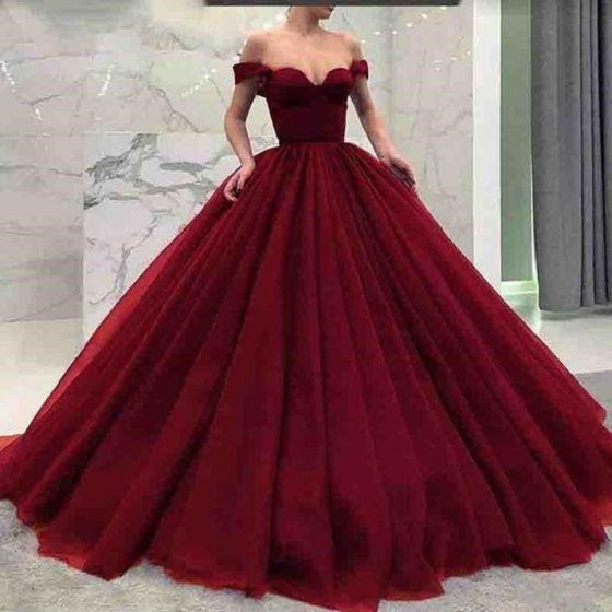 Disney Ball Gown Off Shoulder Tulle Quinceanera Maroon Prom Dresses Disney Ball Gown Off Shoulder Tulle Quinceanera Maroon Prom Dresses