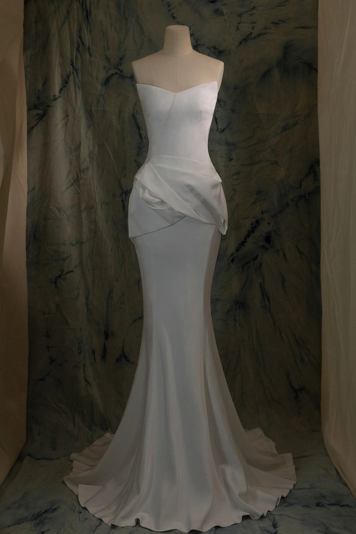 Elegant Strapless Mermaid Stretch Silk Mermaid Wedding Dress - DollyGown