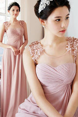 Blush Bridesmaid Dresses,Long Bridesmaid Dresses,Pink Bridesmaid Dresses,Chiffon Bridesmaid Dresses,FS002-Dolly Gown