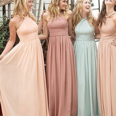 Pastel Bridesmaid Dresses,Long Bridesmaid Dresses,Robe de Demoiselle D'honneur,Halter Bridesmaid Dresses,FS042-Dolly Gown