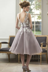 Tea Length Vintage Bridesmaid Dresses 1950's Bridesmaid Dresses Short Lace Top Bridesmaid Dresses,FS048