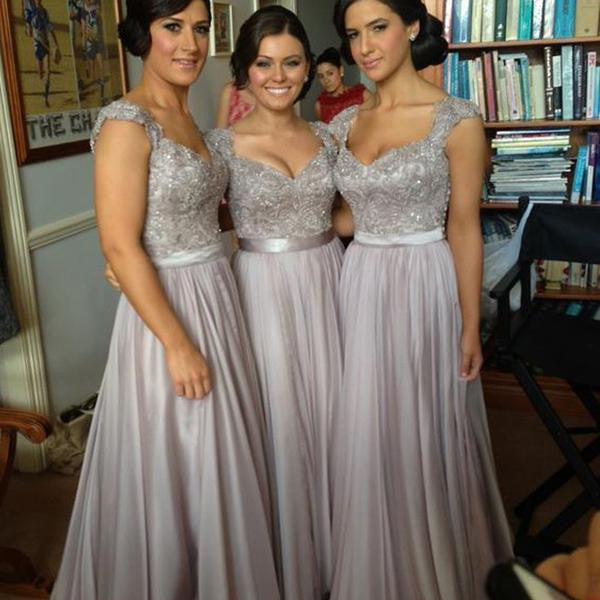 Grey Bridesmaid Dresses,Long Bridesmaid Dresses,Lace Top Bridesmaid Dresses,Dresses to Wear to a Wedding,FS055-Dolly Gown