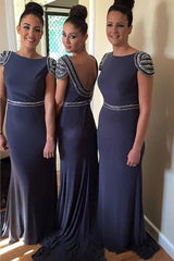 Long Blue Gray Bridesmaid Dresses,FS063-Dolly Gown