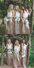 Bohemian Bridesmaid Dresses,2 Pieces Bridesmaid Dresses,Boho Bridesmaid Dresses,Sequins Skirt Bridesmaid Dresses,FS098-Dolly Gown