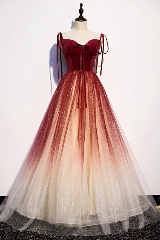 Fairytale Red Gradient Prom Dress -DollyGown