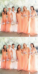 Fall Blush Pink Strapless Chiffon Bridesmaid Dresses Long,GDC1311-Dolly Gown