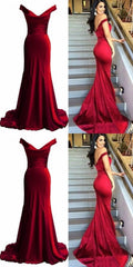 Fashion Off Shoulder Long Tight Prom Dress Mermaid Burgundy Formal Dress ,GDC1007-Dolly Gown