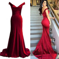 Fashion Off Shoulder Long Tight Prom Dress Mermaid Burgundy Formal Dress ,GDC1007-Dolly Gown