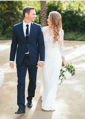 Flowy Boho Lace Crop Top Mermaid Chiffon Skirt Two Piece Wedding Dress Bridal Separates,20082339-Dolly Gown