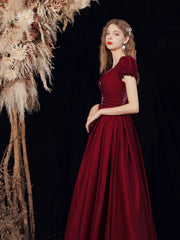 Flowy Classic Maroon Long Evening Occasion Dress - DollyGown