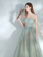 Flowy Light Green Prom Dress - DollyGown
