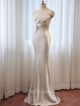 Flowy Simple Sheath Silk Wedding Dress - DollyGown