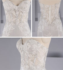 Glitter Strapless Lace Mermaid Wedding Dress for Curvy Brides Fit and Flare Bridal Gown #21011202-Dolly Gown