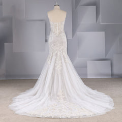 Glitter Strapless Lace Mermaid Wedding Dress for Curvy Brides Fit and Flare Bridal Gown #21011202-Dolly Gown