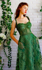 Green Lace Senior Prom Dress Graudation Dress - DollyGown