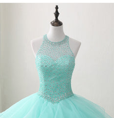 Halter Neck Open Back Mint Quinceanera Dresses Mexican Ball Gown Prom Dress #21011217-Dolly Gown