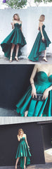 Simple Hi-Lo Emerald Green Prom Dress Emerald Green High Low Evening Dress