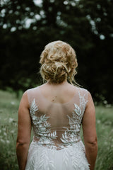 Lace Top Rustic Countryside Wedding Dress - DollyGown