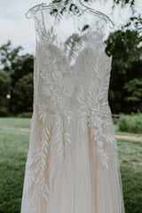 Lace Top Rustic Countryside Wedding Dress - DollyGown