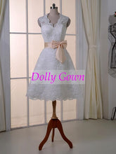 Lace Knee Length Short Wedding Dress with Open Back,Short Lace Bridal Gown,DO005-Dolly Gown