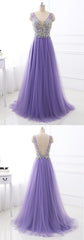 Lavender Tulle A-line Prom Dress Long Formal Dress for Wedding GDC1250-Dolly Gown