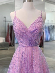 Lilac Spaghetti straps Formal Dress Prom Dress - Dollygown