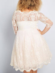 Long Sleeve Lace Tea Length Rockabilly Wedding Dress Country Style Wedding Dress 20081630-Dolly Gown