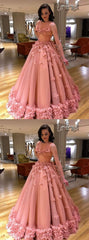 Luxury Colored Tulle Illusion Neck Wedding Dress with Delicate Ruffles Hem GDC1249-Dolly Gown