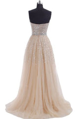 Champagne Prom Dress,Bling Prom Dress,Long Prom Dress,Strapless Prom Dress,MA009-Dolly Gown