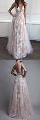 Sexy Prom Dress Lace Formal Dress Long Prom Dress Deep-V Neck Prom Dress MA010-Dolly Gown