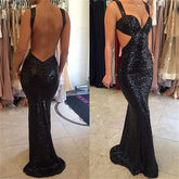 Black Prom Dress,Backless Prom Dress, Sequins Prom Gown,Sexy Prom Dress,Long Prom Dress,MA049-Dolly Gown
