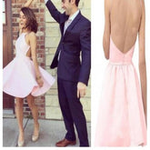 Short Prom Dress Pink Prom Dress Backless Prom Dress Short Homecoming Dress,MA050