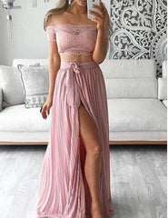 Beach Wedding Dress,Boho Prom Dress,Boho Wedding Dress,Pink Prom Dress,Two Piece Prom Dress,MA065-Dolly Gown